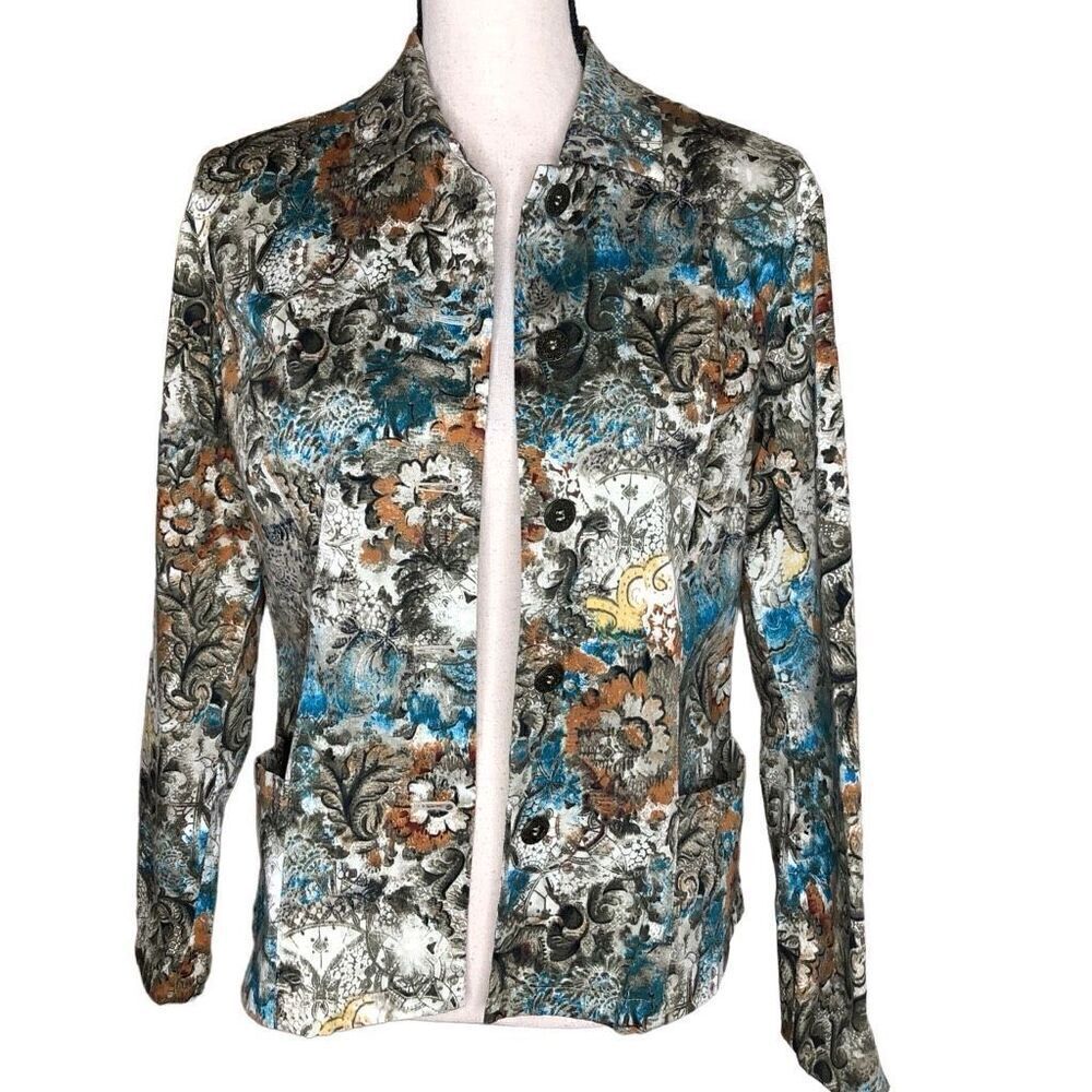 Chico’s Floral Print Cotton Jacket Size 4